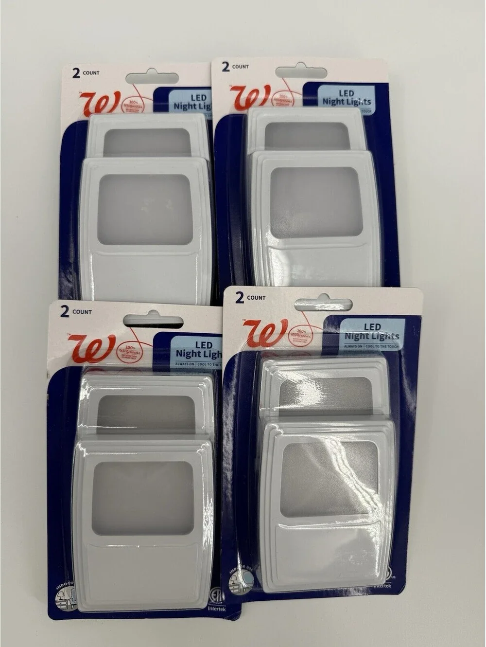 4 X (2) Packs LED Night Lights Plug-in Cool to touch Soft White 3000k NEW Packs